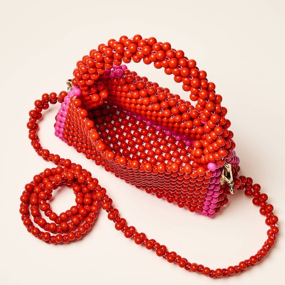 NWT Kate Spade x Target Colorblock Beaded Crossbody Bag in red & pink - Picture 2 of 4